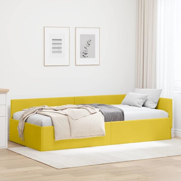 VidaXL Rohový rám postele samet, matrace zahrnuta ne [42016069] Barva: krémová, Velikost: 90 x 200 cm (rám 204 x 94 x 57 cm)