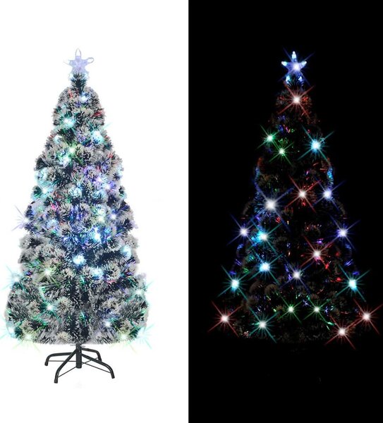 VidaXL Vánoční stromek s LED osvětlením optické vlákno [242426] Barva: Zelená a bílá, Velikost: 120 cm
