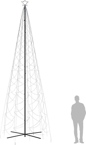 VidaXL Vánoční stromek kužel 1 400 vícebarevných LED diod [343512] Barva: Studená bílá, Velikost: 800 x 230 cm