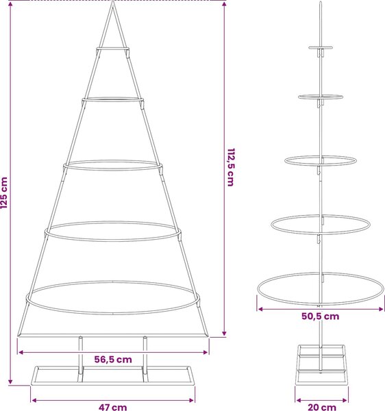VidaXL Kovový vánoční stromek se stojanem KUOPIO Ocel [42019153] Barva: Černá, Velikost: 150 cm