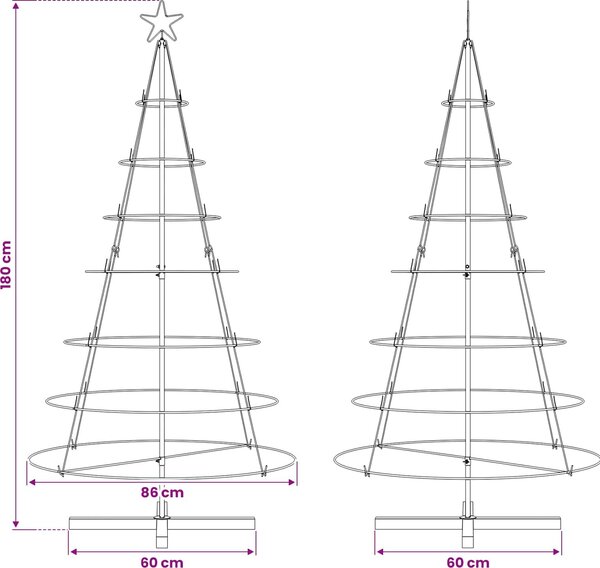 VidaXL Kovový vánoční stromek se stojanem KUOPIO Ocel [42019161] Barva: Černá, Velikost: 125 cm