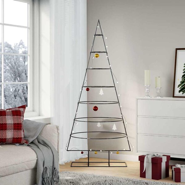 VidaXL Kovový vánoční stromek se stojanem KUOPIO Ocel [42019153] Barva: Černá, Velikost: 150 cm