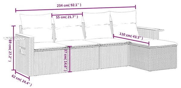 5dílná zahradní sedací souprava s poduškami šedá polyratan 3226761