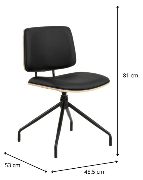 Actona Otočná jídelní židle Owen eko kůže černá/dub přírodní