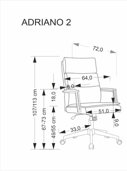 HALMAR Otočné kancelářské křeslo Adriano 2 eko kůže popelavě šedé