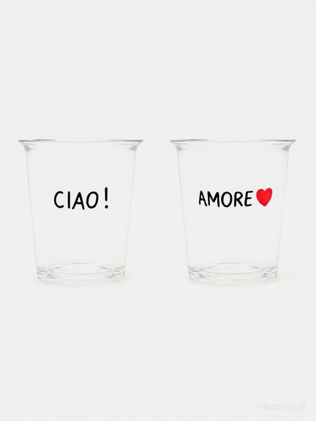 Sinsay - Sklenice s nápisy CIAO! a AMORE 2 pack - černá