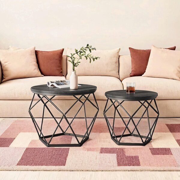SADA KONFERENČNÍCH STOLKŮ, šedá, černá, kov, kompozitní dřevo, 60-50/60-50/45-40 cm MID.YOU - Konferenční stolky, Online Only