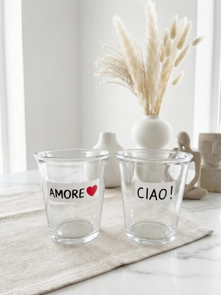 Sinsay - Sklenice s nápisy CIAO! a AMORE 2 pack - černá
