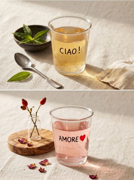 Sinsay - Sklenice s nápisy CIAO! a AMORE 2 pack - černá