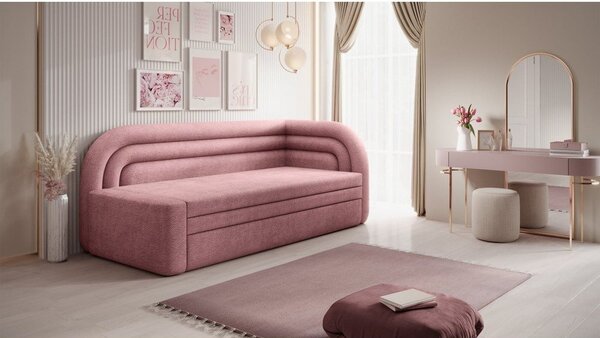 Růžová žinylková rozkládací/s úložným prostorem pohovka pravý roh 223 cm Fabillo – ELTAP