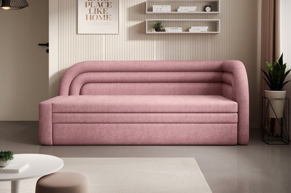 Růžová žinylková rozkládací/s úložným prostorem pohovka pravý roh 223 cm Fabillo – ELTAP