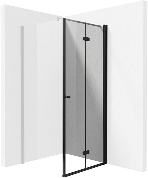 Deante Kerria Plus, skládací sprchové dveře do otvoru 90x200cm, 6mm čiré sklo s ActiveCover, černý profil, KTSXN41P