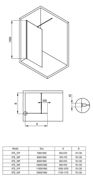 Deante Kerria Plus, Walk-in sprchová zástěna 80cm, výška 200cm, 6mm čiré sklo s ActiveCover, černý profil, KTS_N38P