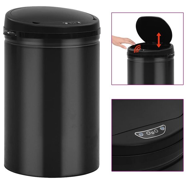 Odpadkový koš s automatickým senzorem 30 l uhlíková ocel černý 322698