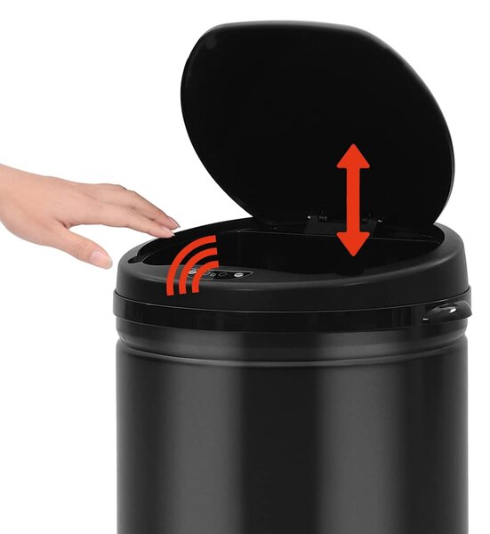 Odpadkový koš s automatickým senzorem 50 l uhlíková ocel černý 322700