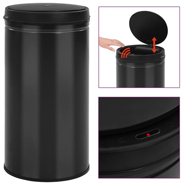 Odpadkový koš s automatickým senzorem 60 l uhlíková ocel černý 322701