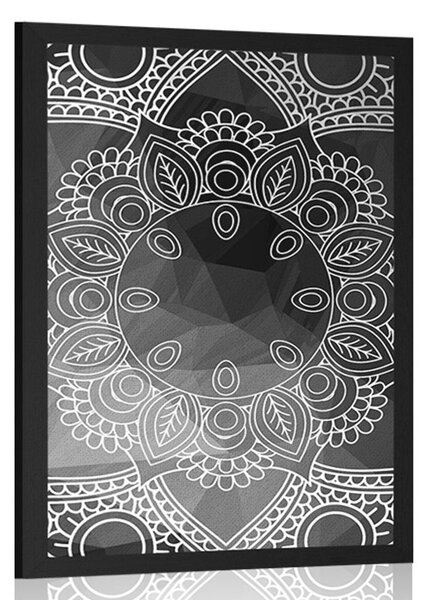 Plakát černobílá Mandala
