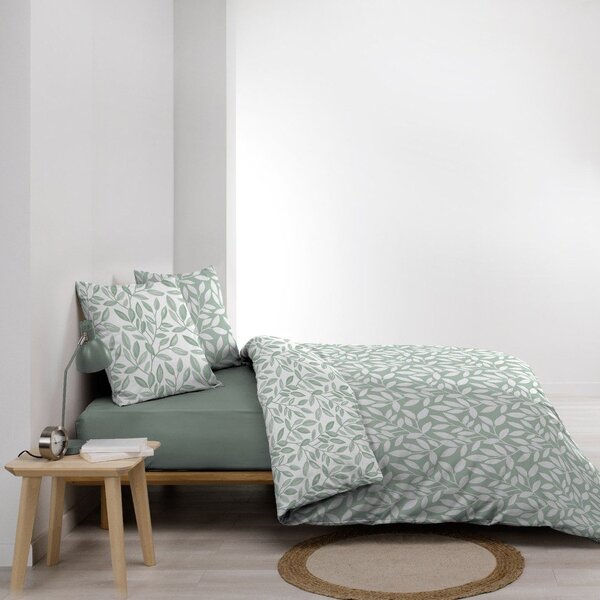 Bílé/zelené povlečení na dvoulůžko/prodloužené z mikrovlákna 240x220 cm Sequoia – douceur d'intérieur