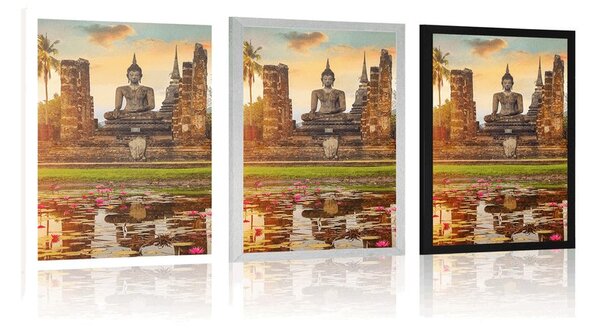 Plakát socha Buddhy v parku Sukhothai