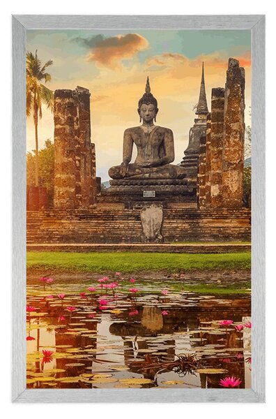 Plakát socha Buddhy v parku Sukhothai