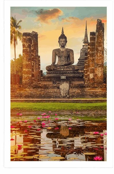 Plakát socha Buddhy v parku Sukhothai