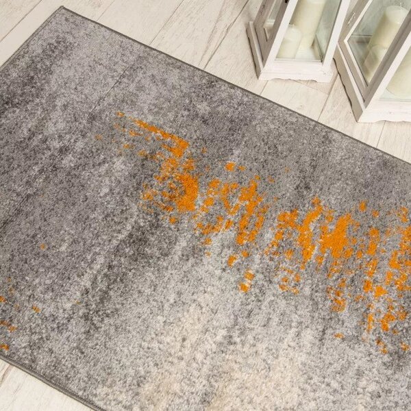 Makro Abra Moderní kusový koberec SPRING H170A Šedý oranžový Rozměr: 80x250 cm