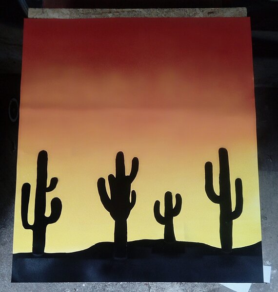 Umělecké dílo od Martin Zahradník - "ForFun black cactus", rozměr: 60 x 69 cm