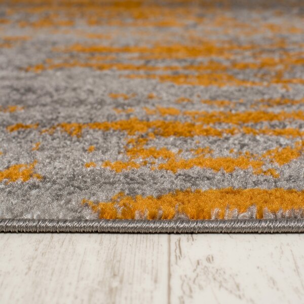 Makro Abra Moderní kusový koberec SPRING H170A Šedý oranžový Rozměr: 80x250 cm