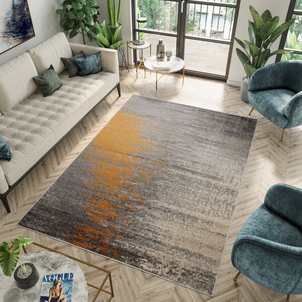 Makro Abra Moderní kusový koberec SPRING H170A Šedý oranžový Rozměr: 80x250 cm