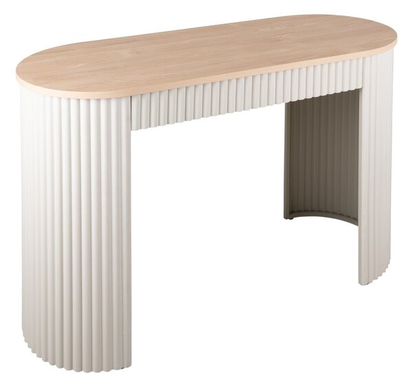 Béžový kovový konzolový stolek 40x100 cm Estriado – Leitmotiv