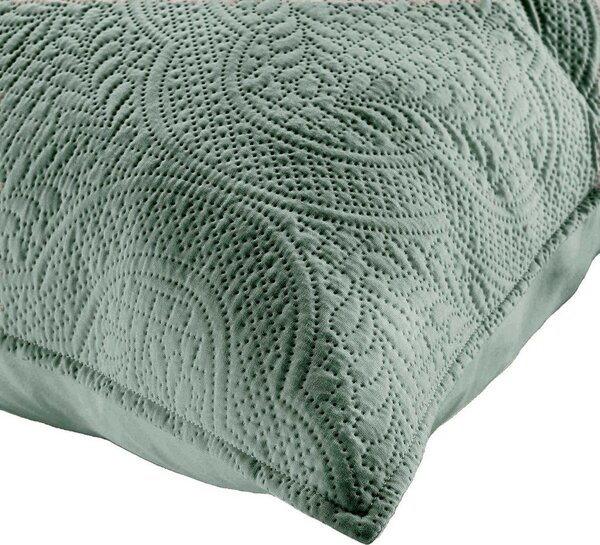 Zelený set přehozu a povlaku na polštář z mikrovlákna 240x260 cm Romane – douceur d'intérieur