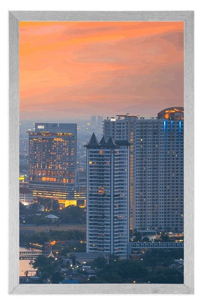 Plakát západ slunce ve městě Bangkok