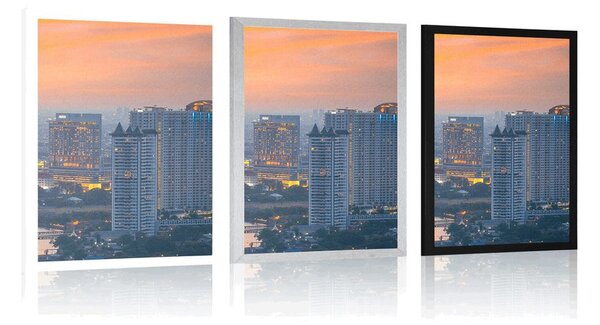 Plakát západ slunce ve městě Bangkok