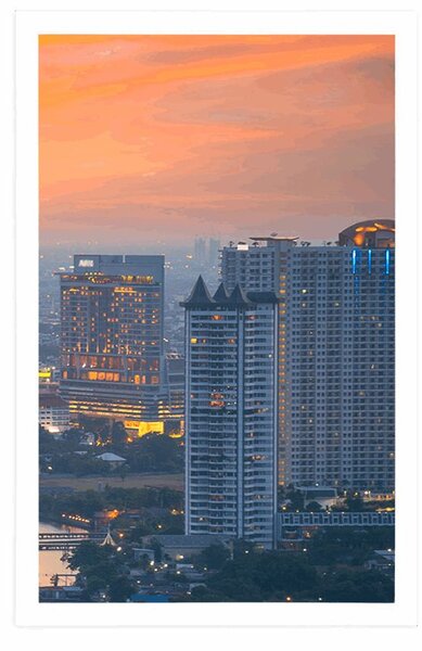 Plakát západ slunce ve městě Bangkok