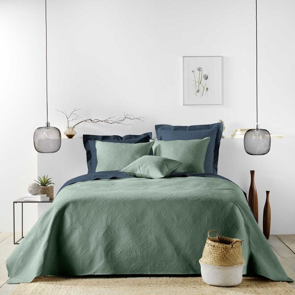 Zelený set přehozu a povlaku na polštář z mikrovlákna 220x240 cm Romane – douceur d'intérieur