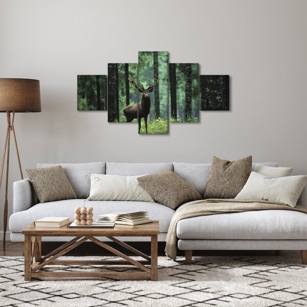 Obraz - Jelen v hlubokém lese (125x70 cm)