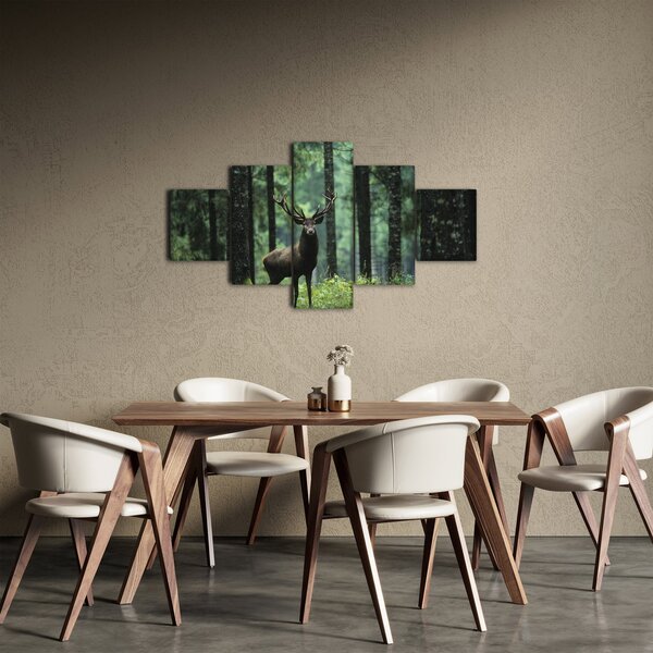 Obraz - Jelen v hlubokém lese (125x70 cm)