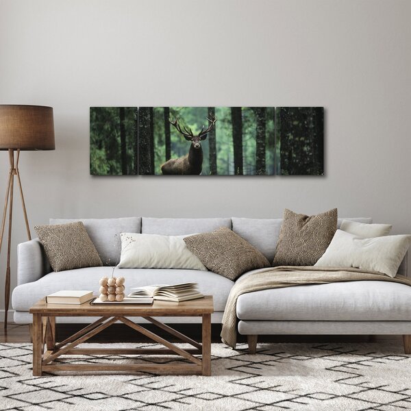 Obraz - Jelen v hlubokém lese (170x50 cm)