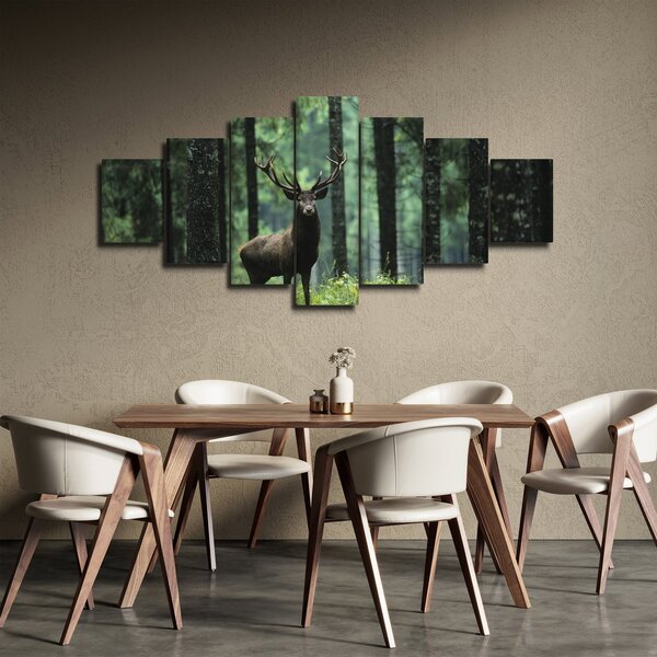 Obraz - Jelen v hlubokém lese (210x100 cm)