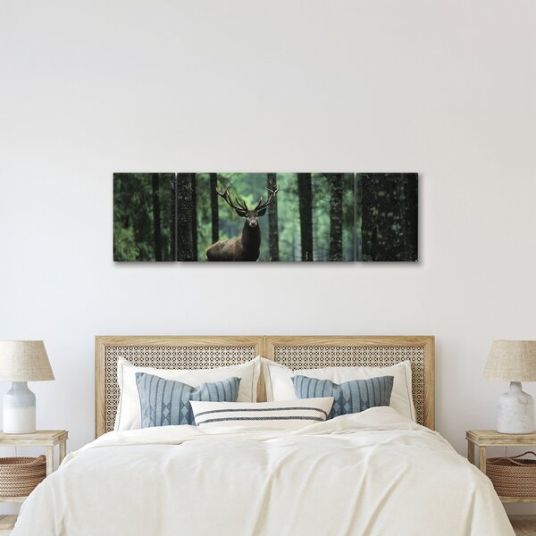 Obraz - Jelen v hlubokém lese (170x50 cm)