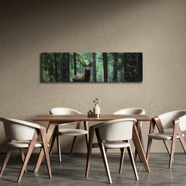 Obraz - Jelen v hlubokém lese (170x50 cm)