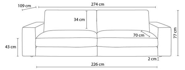 Tmavě modrá manšestrová pohovka 274 cm Leonard – Bobochic Paris