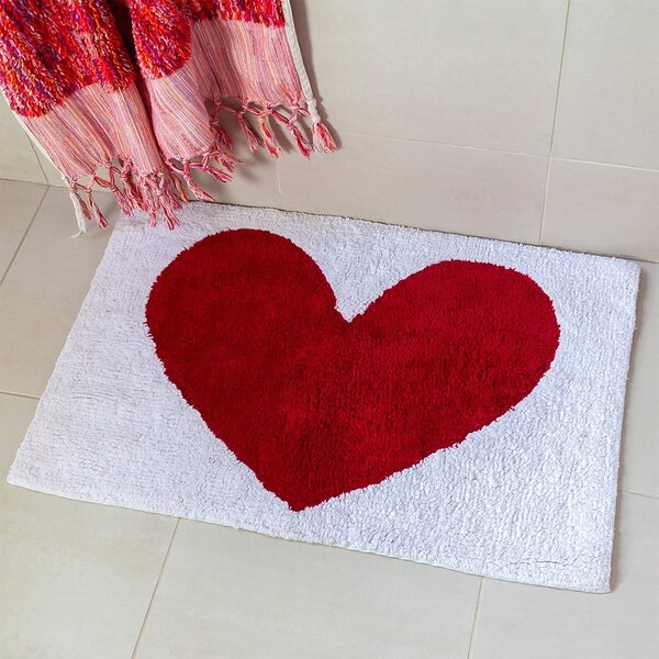 Červená/bílá koupelnová předložka 50x80 cm Heart – Rex London
