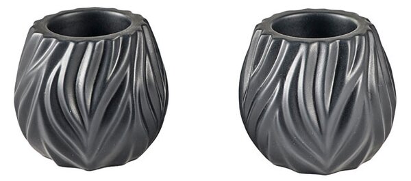 Morsø Porcelánový stojánek na čajovou svíčku Flame (sada 2 ks) Black
