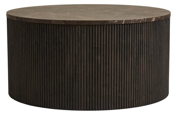 Tmavě hnědý kulatý konferenční stolek s deskou v dekoru mramoru ø 80 cm Rota – House Nordic