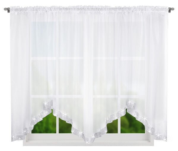 Dekorační krátká záclona se zirkony NATHALIE bílá 300x150 cm nebo 400x150 cm MyBestHome Rozměr: 400x150 cm