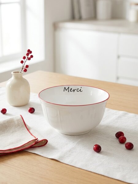 Sinsay - Keramická miska s nápisem Merci - námořnická modrá