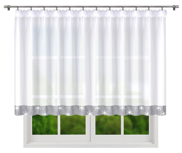 Dekorační krátká záclona se zirkony MONIQUE bílá 300x120 cm nebo 400x120 cm MyBestHome Rozměr: 300x120 cm