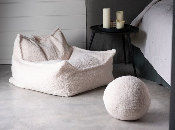 Krémový dětský sedací vak z textilie bouclé Chair – Wigiwama