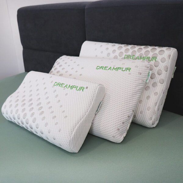 DREAMPUR Anatomický polštář DREAMPUR® z latexové pěny Grey dots profilovaný - 30x50 cm